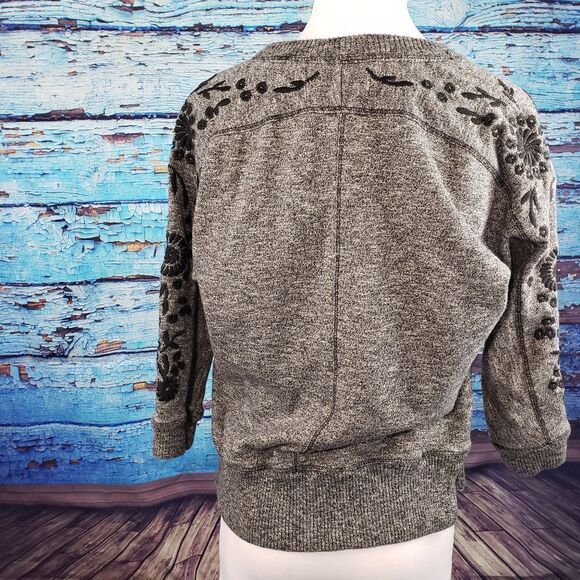 Beach Lunch Lounge grey marled embrodered top S - Picture 2 of 6